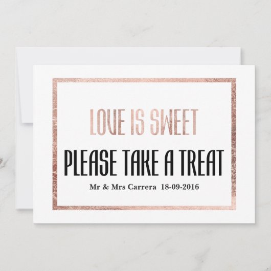 Carte de table en rose gold faux chic (Devant)