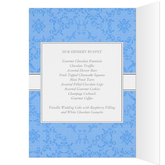 Carte de table et carte de menu de la réception de (Intérieur (Gauche))