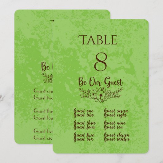 Carte de table et marque-place Pistache et Chocola (Devant / Derrière)