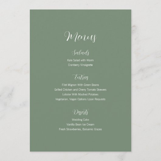 Carte de table et menus minimaux pour Mariages mod (Dos)