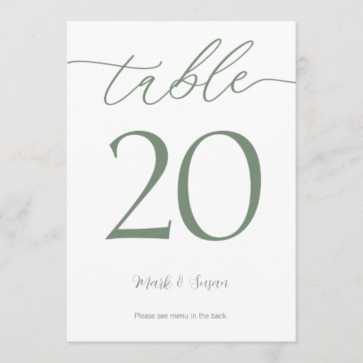 Carte de table et menus minimaux pour Mariages mod (Devant)