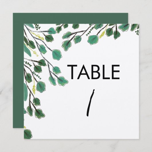 Carte de table Eucalyptus à la main (Devant / Derrière)