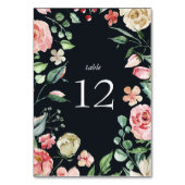 carte de table fleur élégante bleu marine Midnight (Dos)