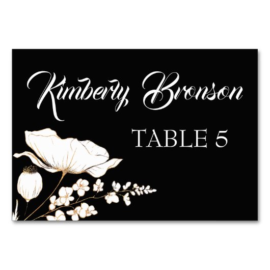 Carte de table Fleur sauvage Gold pour noms indivi (Devant)