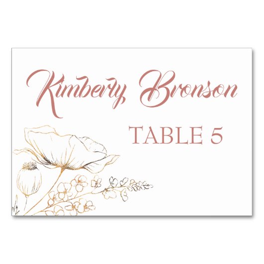 Carte de table Fleur sauvage Gold pour noms indivi (Devant)