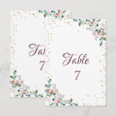 Carte de table Fleurs Diamants Or (Devant / Derrière)