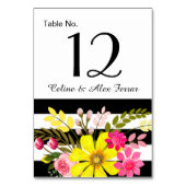 Carte de table Fleurs rayées noir et blanc | jaune (Par défaut)