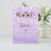 Carte de table florale à paillettes élégante (Debout devant)