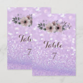 Carte de table florale à paillettes élégante (Devant / Derrière)
