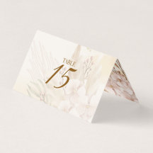Carte de table florale Bohème Rustique Rose & Or