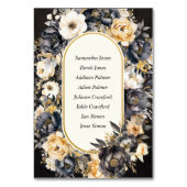 Carte de table florale botanique noir blanc et or (Dos)