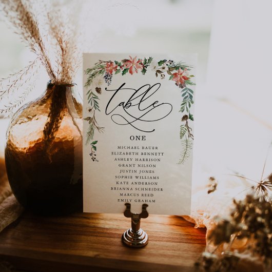 Carte de table florale hivernale rustique | Mariag