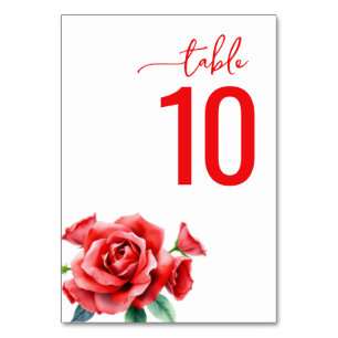 Carte de table florale rouge romantique
