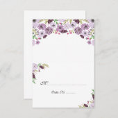 Carte de table florale | Vous pliez Violet (Devant / Derrière)