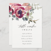 Carte de table Flush Burgundy Rose Flora (Devant / Derrière)