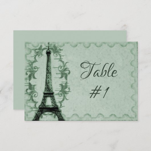 Carte de table Green Eiffel Tower (Devant / Derrière)