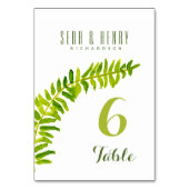 CARTE DE TABLE GREEN WATERCOLOR FERN FOLIAGE (Dos)