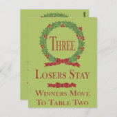 Carte de table Holly Wreath Bunco #3 (Devant / Derrière)