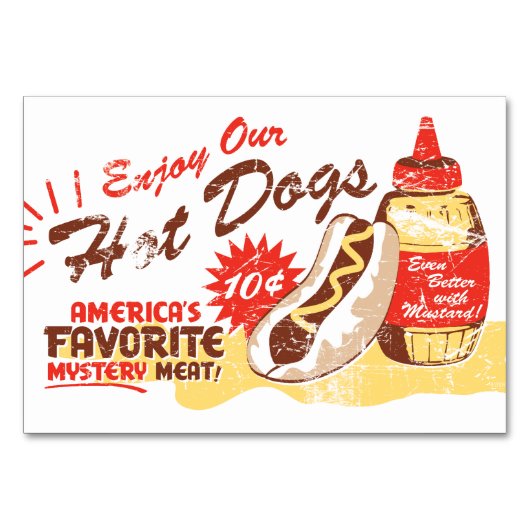 Carte de table Hot Dog Retro PERSONNALISABLE (Devant)