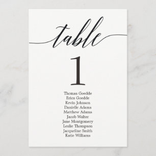 Carte de table individuelle plan de table écriture