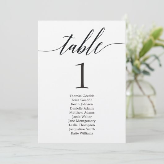 Carte de table individuelle plan de table écriture (Debout devant)