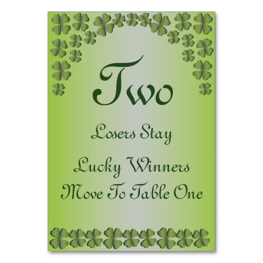Carte de table irlandaise Lucky Four Leaf Clover # (Dos)