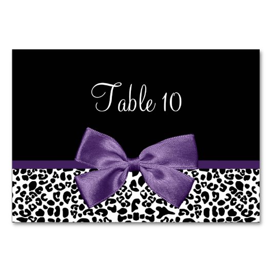 Carte de table Leopard moderne Acai Purple Ribbon (Devant)