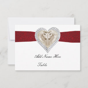Carte de table Licorne Rouge en dentelle