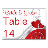 Carte de table - Linage Argent Coeur Rouge (Devant)