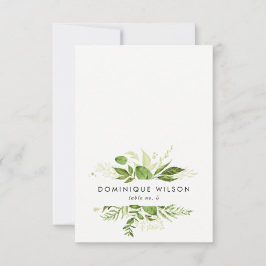Carte de table mariage à feuillage vert sauvage aq (Devant)