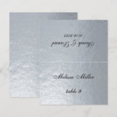 Carte de table mariage argent faux avec nom invité (Devant / Derrière)