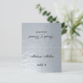 Carte de table mariage argent faux avec nom invité (Debout devant)