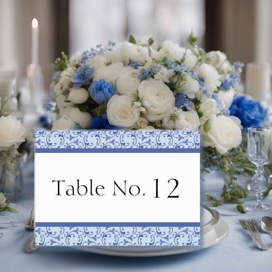 Carte de table Mariage bleu Poudre Florentine