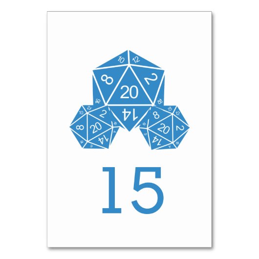 Carte de table Mariage Blue D20 Dice (Dos)