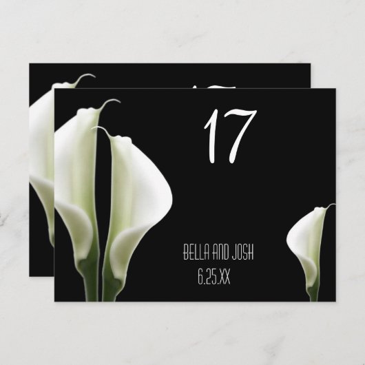 Carte de table Mariage Calla Lily Postca (Devant / Derrière)