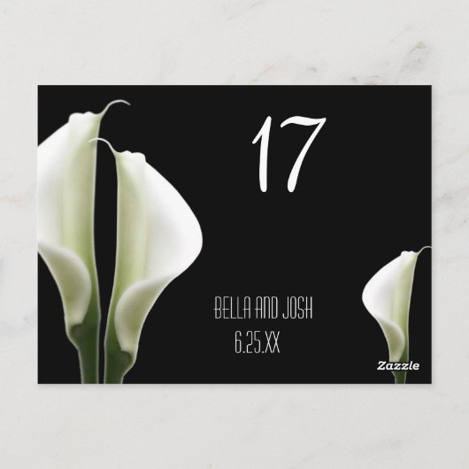 Carte de table Mariage Calla Lily Postca (Dos)