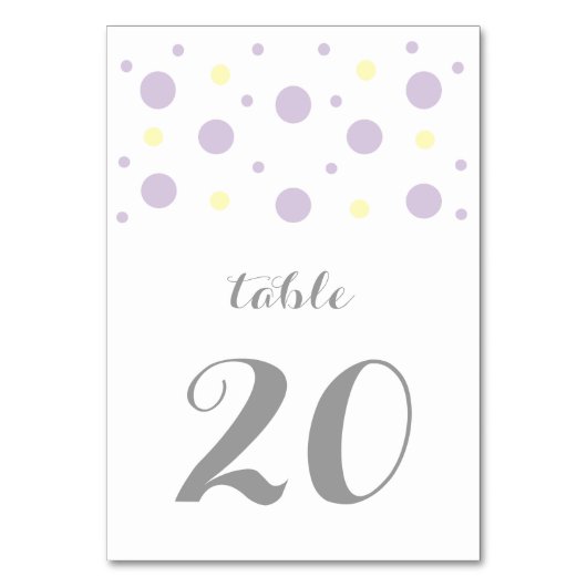 Carte de table Mariage Confetti Jaune violet (Par défaut)