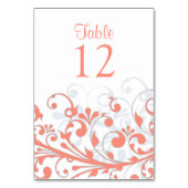 Carte de table mariage Coral gris Abstrait Floral (Dos)