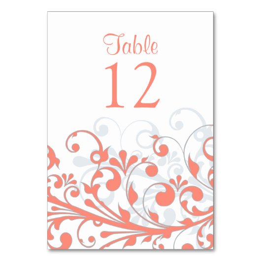 Carte de table mariage Coral gris Abstrait Floral (Par défaut)