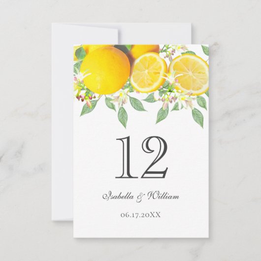 Carte de table Mariage de citron Boho Watercolor m (Devant)