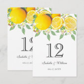 Carte de table Mariage de citron Boho Watercolor m (Devant / Derrière)