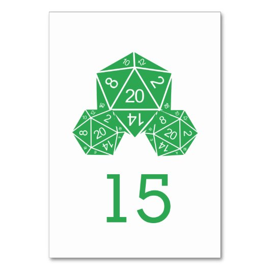 Carte de table Mariage de dés D20 Vert (Par défaut)