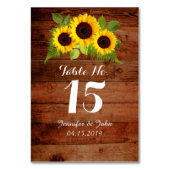 Carte de table Mariage de Fleurs de soleil rustiqu (Dos)