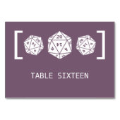 Carte de table Mariage de jeu de dés violet D20 (Devant)