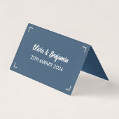 Carte de table Mariage de script manuscrit bleu si (Back)