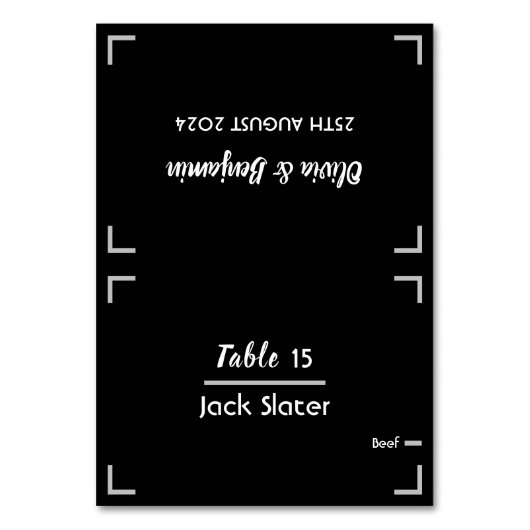 Carte de table Mariage de script manuscrit noir si (Par défaut)