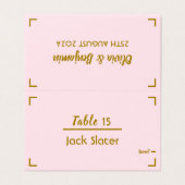 Carte de table Mariage de script manuscrit rose si (Outside Unfolded)