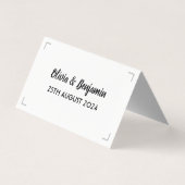 Carte de table Mariage de script manuscrit simple (Back)