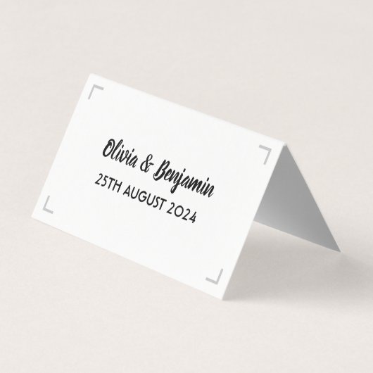 Carte de table Mariage de script manuscrit simple (Back)
