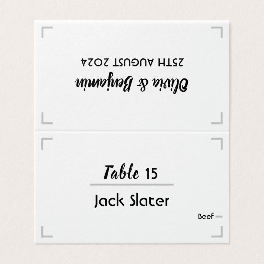 Carte de table Mariage de script manuscrit simple (Outside Unfolded)
